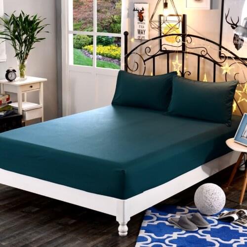 LAGMTA 1pc 100%Polyester Solid Fitted Sheet Mattress Cover Four Corners With Elastic Band Bed Sheet