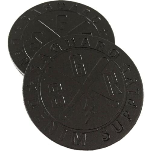Best Price High Quality Custom Black Round Leather Label Garment Patches For Clothing