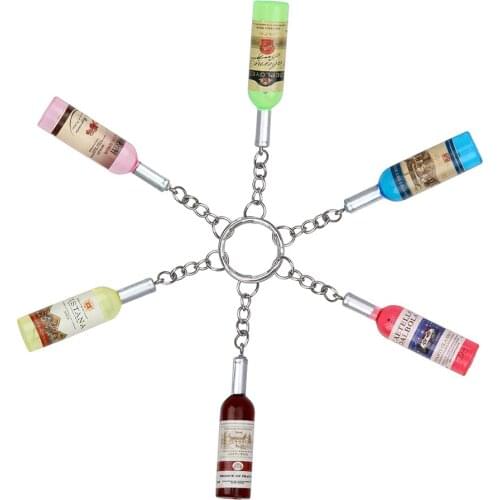 Car-styling Women/Mens Fashion Handmade Resin Keyring Auto Keychain Wine Bottle Key Chains Charms Gifts Car Key Rings