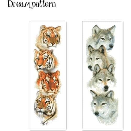 Tiger pack cross stitch kit animal wolf 18ct 14ct 11ct cotton silk thread white fabric embroidery DIY handmade needlework