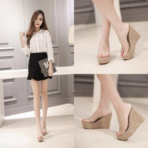 New Transparent Wedge with Womens Flat-bottomed Platform Platform High-heeled Sandals and Slippers Women Shoes Sandals Women