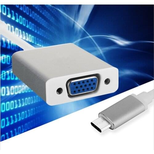 USB 3.1 Type C USB-C to VGA Converter Adapter Reversible for Macbook 12 inch Gold and Silver Male to Female Connecting Cable