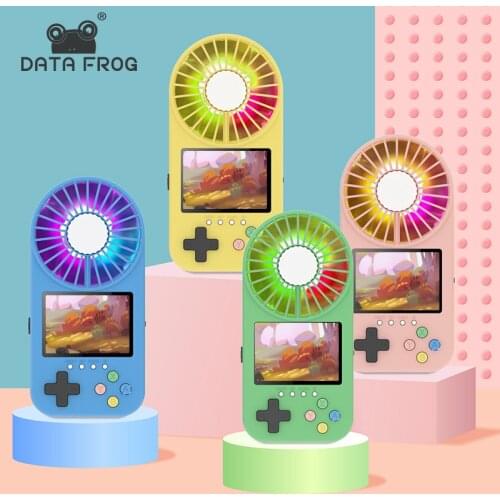 DATA FROG Portable mini Fan Handheld Game Players LED Color Light 500 in 1 Retro Game Console for Kids Adults Support Two Player