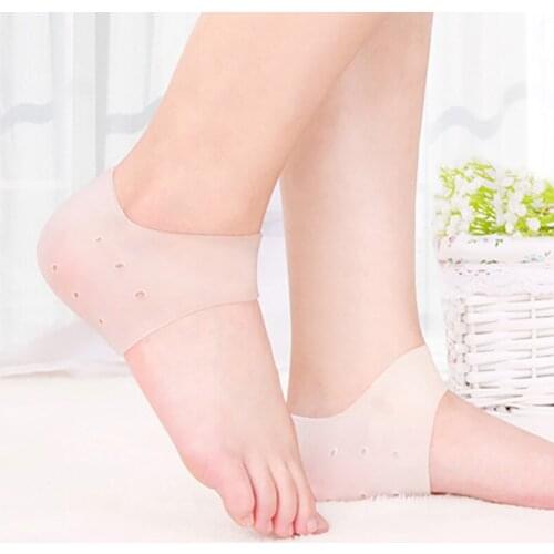 USHINE 1 pair silicone pedicure foot care protector cracked moisturizing back heel skin latin ballet insoles dance shoes woman