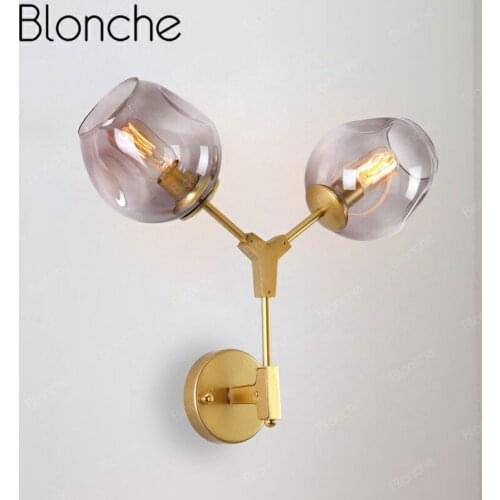 Modern Glass Wall Sconce Double Heads Wall Lights for Bedside Living Room Kitchen Corridor Home Decor Lighting Gold/Black Lamp