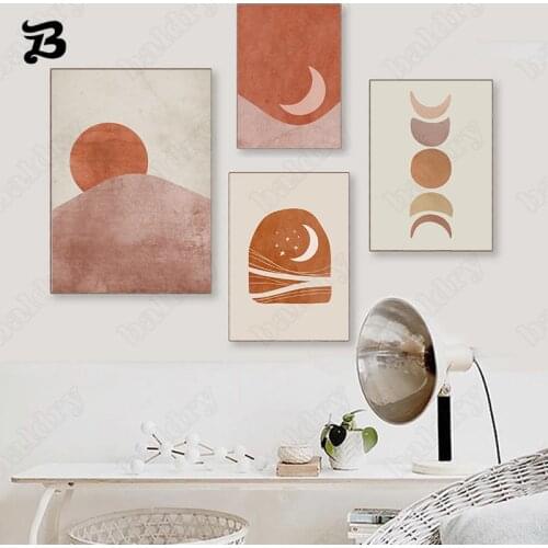 Modern Abstract Landscape Sun Moon Universe Planet Style Wall Art Canvas Prints Painting Wall Picture for Living Room Wall Decor