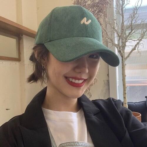 LMQ NEW Korean Version Of The Ins Hat Trend Letter N Baseball Cap Female Autumn Winter Casual Corduroy Peaked Cap Sun Hat