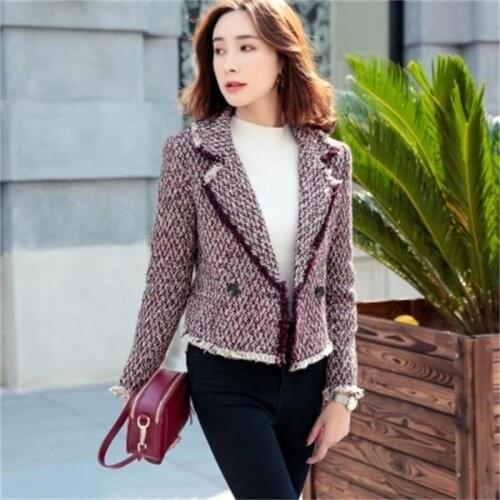 Women Blazers and Jacket female Autumn New High end short suit tweed blouse Blazers female coat