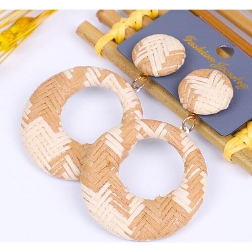 Rattan Female Earrings Geometric Fashion Bohemian Unique Female Accessories Shaking Fashion Jewelry Statement 2020 minimalist je