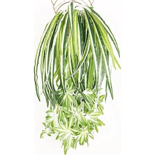 1Pcs 60cm Green Artificial Chlorophytum Faux Greenery Home Garden Artificial Silk Fake Flower Leave