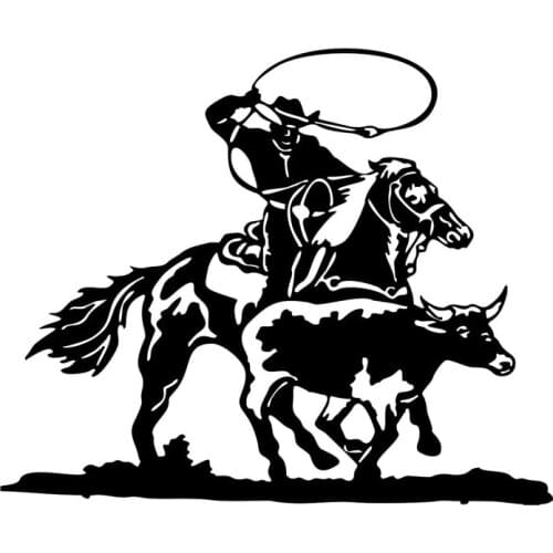 15.3*12.7CM Personalized Cowboy Racing Car Stickers Interesting Car Styling Vinyl Decals Black/Silver C7-0569