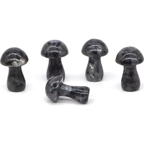 2pc Natural Gemstone Larvikite Labradorite Crystal Hand Carved Stone Mushroom Reiki Healing Decoration