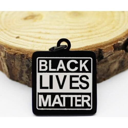 20pcs Black Lives Matter Square Charms Stainless Steel Pendant Black People Charm DIY Handmade Accessories
