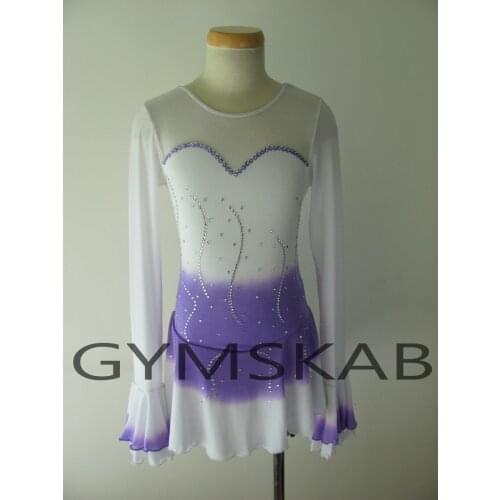 2018 Elegant Figure Skating Dress Womens Girls Customized Ice Skating Dress Long-sleeved Gymnastics Costume 8037