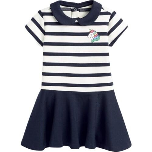 2021 Summer Dress For Girl Baby Children Costume Striped Clothes Birthday Party Short Sleeve Dresses