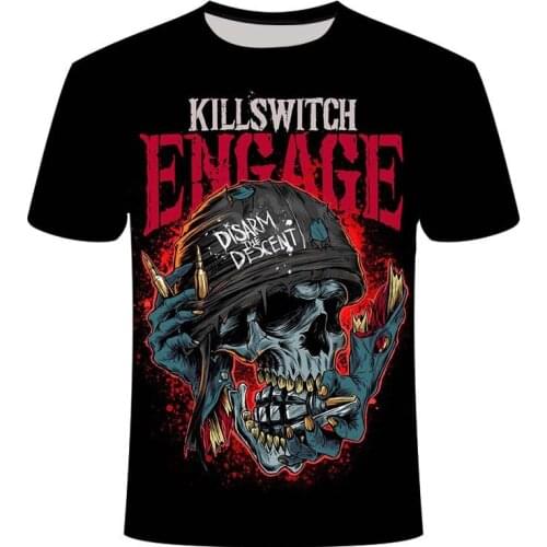 20213D fashion new style painted funny devil skull print men and women short-sleeved T-shirt 0-neck top