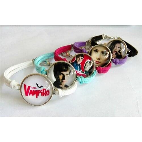 24pcs/lot Vampiro Bracelet for Girls wonmen Glass bracelet Handcuffs bracelet Infinity Cabochon Charms bracelet Christmas gift