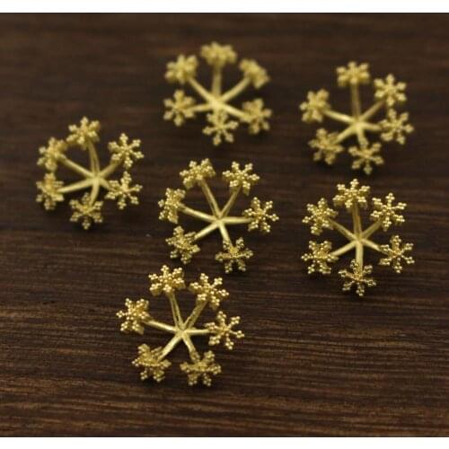 30pcs Brass Casted Retro Snowflake High Quality Gold Silver Color DIY Stuffs phoenix coronet Jewelry Accessories