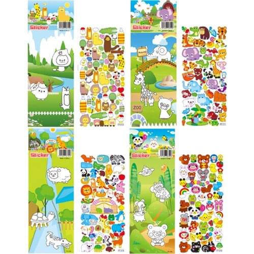 4 Sheets/set Cute Animal Zoo Panda Elephant Stickers Children Kawaii Bubble Foam 3D Sticker DIY Scrapbook Laptop Decoration