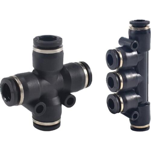 5pcs/lot cross four-way Cross Shape Equal Pneumatic PZA4 6 8 10 12 5-way PK4 6 8 10 12 black tube quick insert srewing connector