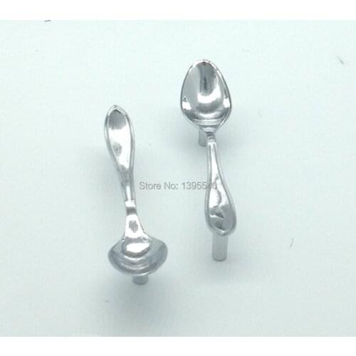 New 5pcs Silver Spoon Creative Kitchen Cupboard Handles Cabinet Handles Drawer Knobs Furniture Pulls Bars Knobs Shoes Box Pulls