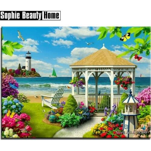 DIY Diamond Embroidery 5D Crystals Diamond Mosaic Seaside Park Diamond Painting Cross Stitch Kits Rhinestones Gift 061311