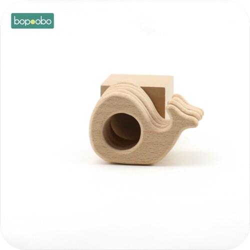 Bopoobo Baby Teether Accessories Beech Wood Whale 1pc Food Grade Teether DIY Wooden Jewelry Teething Bracelet Baby Teether
