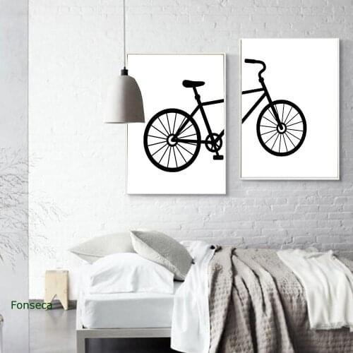 Black White Bicycle Poster Cycling Bike Canvas Painting Wall Art Pictures For Kids Room Gift Modern Home Decoration