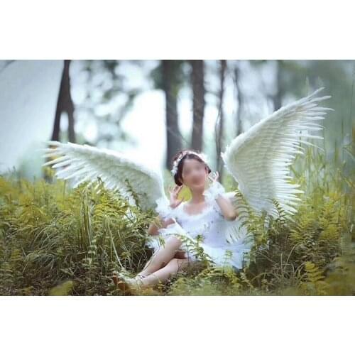 Pure White angel feather wing adult model runway underwear show shooting props festival party wing for Halloweens Day
