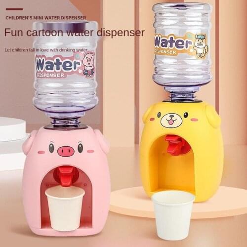 Childrens Mini Simulation Water Dispenser Fun Cartoon Piglet With Cup Drink Dispenser Set Play House Furniture Toy
