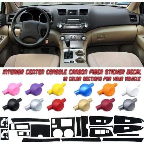 5D Gloss Carbon Fiber Vinyl Film Interior Center Console Sticker For Toyota Highlander 2009-2014