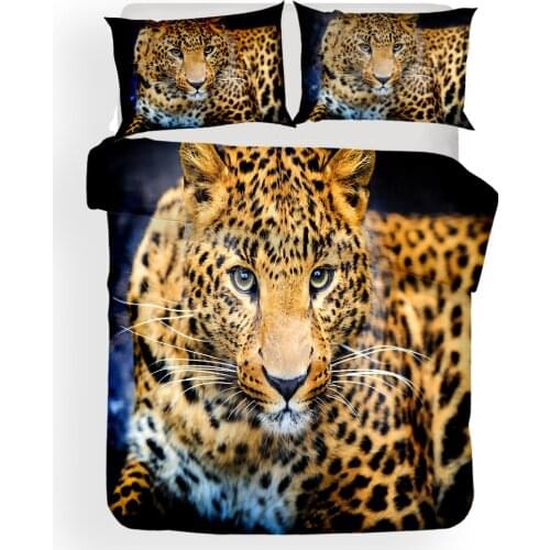 Hot style 3D digital leopard printing 100% Polyester bedding set 1 duvet cover + 1/2 pillowcases bed in a bag (no sheet)