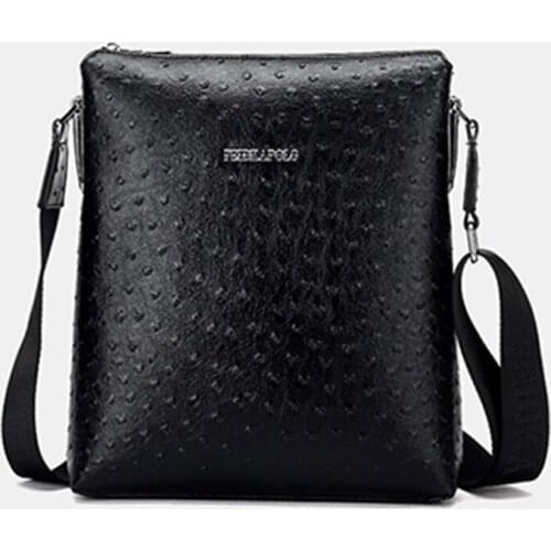 Famous design purse Ostrich pattern male vertical briefcase man pu leather crossbody bag fashion business shoulder bag