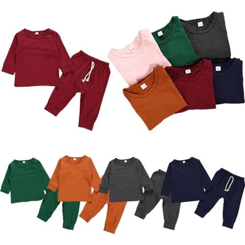 Infant Baby Tracksuit Clothing Set Girls Boys Unisex Solid Casual Spring Autumn Clothing Long Sleeved Costume Children 2pcs Sets