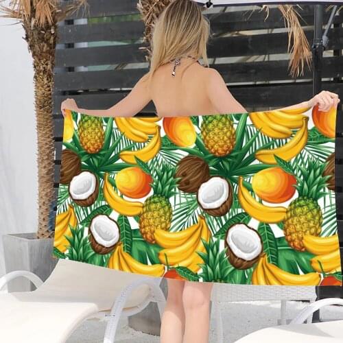 Good Quality Tropical Fruit Pattern Summer Beach Towel Microfiber Printed Bath Towels Drying Quicky-Dry Microfiber Towel 2021