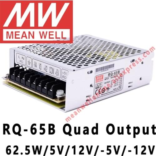Mean Well RQ-65B 5V/12V/-5V/-12V AC/DC 62.5W Quad Output Switching Power Supply meanwell online store