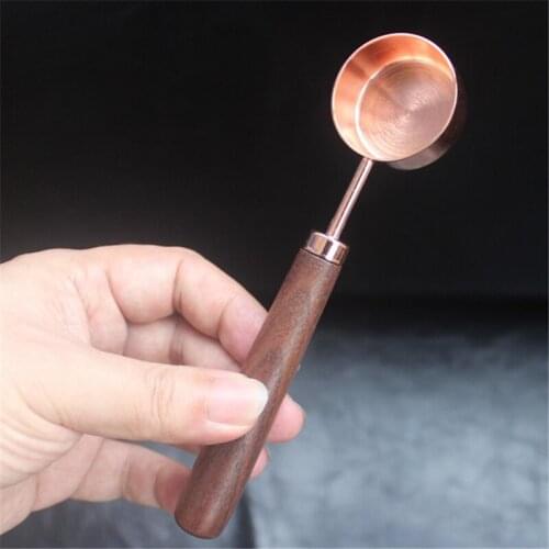 Walnut handle stainless steel measuring spoon 15ml gram spoon milk tea shop tools coffee powder milk powder measuring spoon