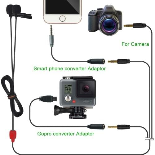 CoMica CVM-D02 Microphone 2.5M 4.5m 6.0m Lavalier Condenser Microphone Mic for DSLR Camera Phone Gopro Studio Microphone