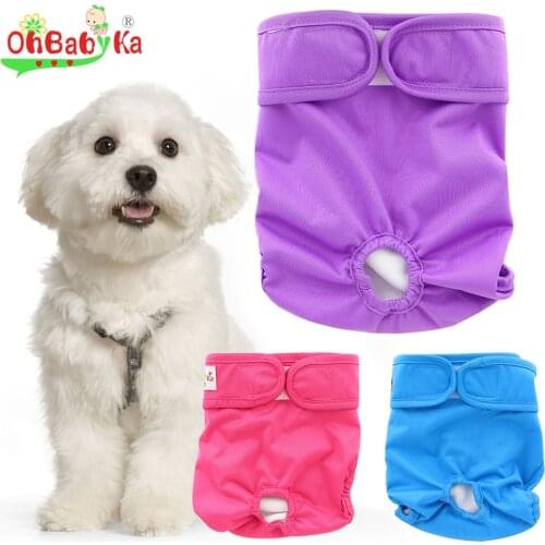 Ohbabyka Reusable Dog Diapers Washable Doggie Diapers Lovely Dog Nappy Changing Pet Dog Pant Stylish Sanitary Dog Pants 9colors