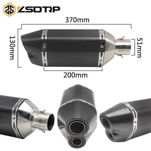 ZSDTRP Modified Motorcycle Scooter Muffler Carbon Fiber Exhaust Pipe Middle Pipe Two Holes Easy to Install