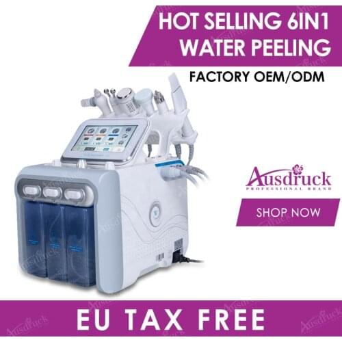 Powerful Pump 6in1 H2-O2 Bubble Hydro-Dermabrasion Aqua Peel Water Oxygen Skin Face Cleaning Deep Ultrasonic Cold Bio RF Machine