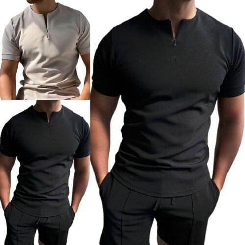80% Dropshipping!!Mens T-shirt Solid Color Loose Summer Short Sleeve Round Neck Casual Top Party