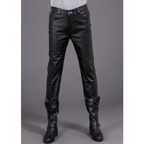 2020 Winter New style Men Fashion Motorcycle Genuine leather pants Korean Casual natural leather pants male trousers 29-39