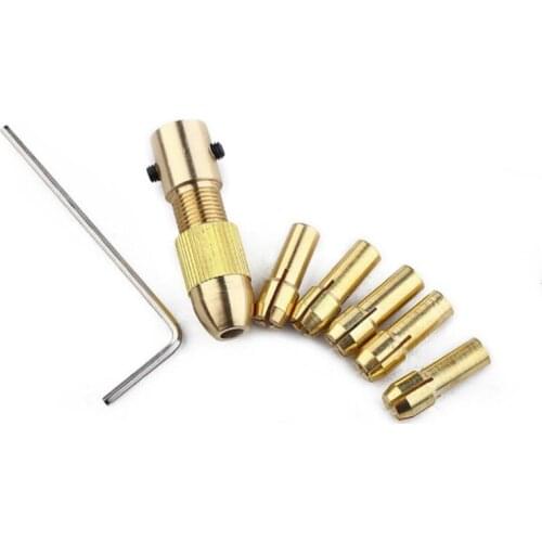 7Pcs/Set 0.5-3mm Copper Drill Chuck Suits Collets Set Quick Chuck for Mini Tools Power Tool Accessories With Wrench punch