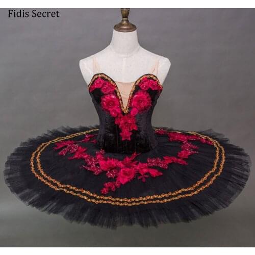 New Black Red Classical Platter Ballet Tutu for Adult Female,Ballerina Concert Competition Dance Dress,Girls YAGP/Solo Costumes