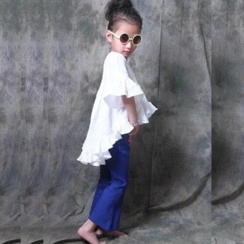 2018 new girl wide leg blue jeans kids summer autumn fashion pants fashion jean soft girls pants retail CCS 146