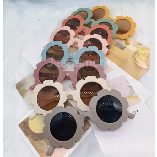 2021 NEW Sun Flower Round Cute kids sunglasses UV400 for Boy girls toddler Lovely baby sun glasses Children Oculos de sol