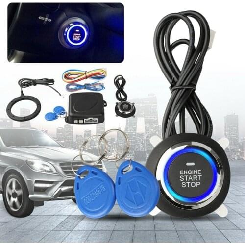 Novel-Car SUV Ignition Switch 12V RFID Keyless Entry Starter Ignition Push Button Engine Start System Alarm System Kit