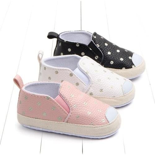 Baby boy girl shoes Casual soft leather single cover foot soft polka dot toddler shoes