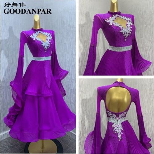 Ballroom Dance Dress Women for Competition standard dance dress ballroom dance costumes ballroom dancing dress purple GOODANPAR